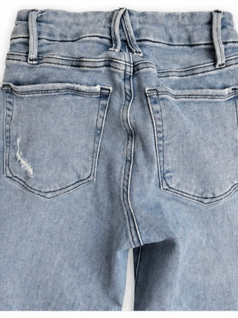 Good American High Rise Straight Jeans Light Wash Raw Hem Size 26